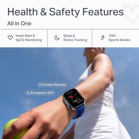 boAt Storm Call 4 India's first Smartwatch with Type-C Charging,1.96 inch (4.97 cm) HD Display, Functional Crown, BT Calling, Sports Modes, Heart Rate, SpO2, Sleep & Stress Tracking, SOS, IP68 (Navy Blue)-6