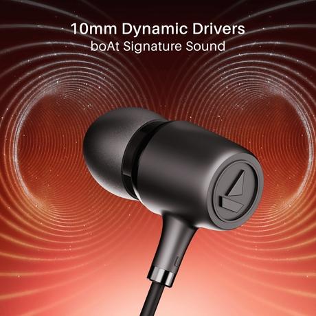 boAt BassHeads 85 Wired Earphones with 10 mm Dynamic drivers, boAt Signature Sound, In line Microphone, Snug Fit, 3.5 mm Jack, Voice Assistant, Lightweight Build, Cable length 120 cm, Tangle free Cable (Bold Black)-2