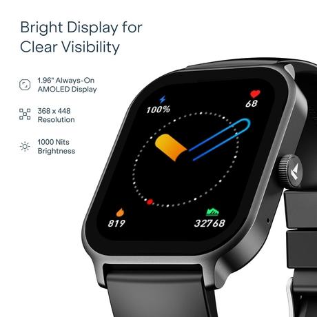 boAt Ultima Ember 2 Smartwatch, 4.97 cm (1.96 inch) AMOLED Display, Ultra Bright 1000 nits Brightness, AOD, Personalized Fitness Nudges, Functional Crown, 100+ Sports Mode Smartwatch for Men & Women (Active Black)-2
