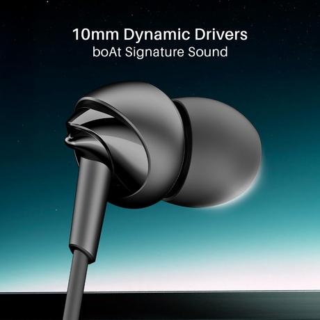 boAt Bassheads 300C Wired Earphones,Type-C Jack, 10mm Drivers, Signature Sound, in-Line Microphone, Integrated Controls, Voice Assistant & 120cm Cable (Active Black)-1