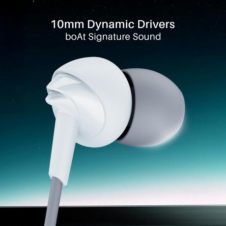 boAt Bassheads 300C Wired Earphones,Type-C Jack, 10mm Drivers, Signature Sound, in-Line Microphone, Integrated Controls, Voice Assistant & 120cm Cable (Cool Grey)-1
