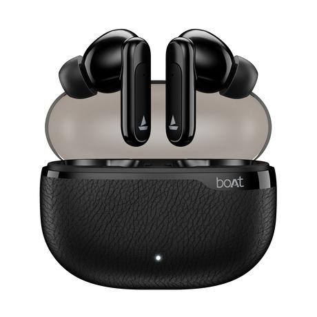 boAt Airdopes Plus Aura TWS Earbuds with Up to 75 Hours Playtime, 13 mm Drivers with boAt Signature Sound, 10 mins ASAP Charge (150 mins Playtime), 55 ms Low Latency, 4 Mics with AI-ENx Technology, Fractal Black-0