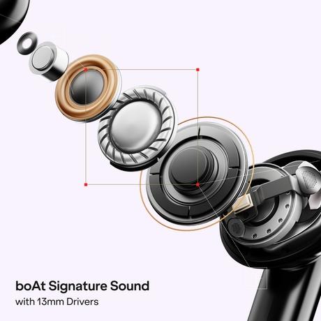 boAt Airdopes Plus Aura TWS Earbuds with Up to 75 Hours Playtime, 13 mm Drivers with boAt Signature Sound, 10 mins ASAP Charge (150 mins Playtime), 55 ms Low Latency, 4 Mics with AI-ENx Technology, Fractal Black-4
