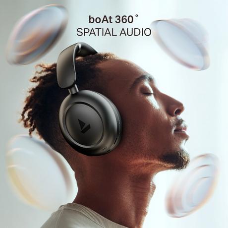 boAt Rockerz Prime 415, 360 degree Spatial Audio, 120 H Battery, 40 mm Drivers, AI-ENx Tech, Beast Mode, ASAP Charge & App Support, Bluetooth Headphones, Wireless Headphone with Mic (Black Sabre)-1
