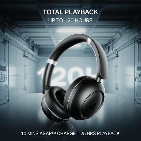 boAt Rockerz Prime 415, 360 degree Spatial Audio, 120 H Battery, 40 mm Drivers, AI-ENx Tech, Beast Mode, ASAP Charge & App Support, Bluetooth Headphones, Wireless Headphone with Mic (Black Sabre)-2