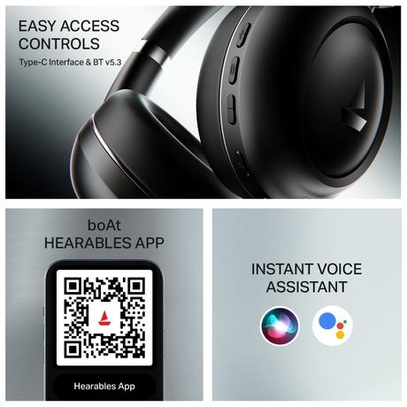 boAt Rockerz Prime 415, 360 degree Spatial Audio, 120 H Battery, 40 mm Drivers, AI-ENx Tech, Beast Mode, ASAP Charge & App Support, Bluetooth Headphones, Wireless Headphone with Mic (Black Sabre)-7