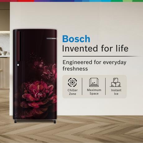 Bosch 185L Direct Cool Single Door Refrigerator, COT18W21EI, Wine Flower-1