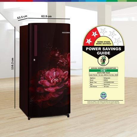Bosch 185L Direct Cool Single Door Refrigerator, COT18W22EI, Wine Flower-1