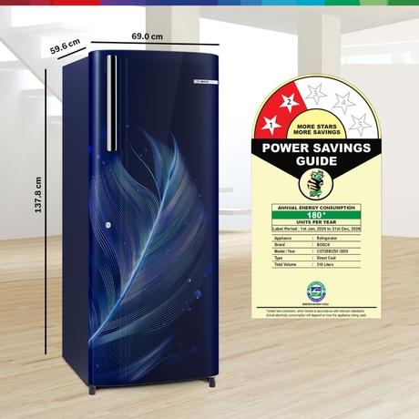 Bosch 210L Direct Cool Single Door Refrigerator, COT20B32VI, Feather Blue-2