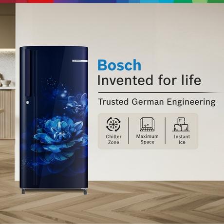 Bosch 185L Direct Cool Single Door Refrigerator, COT18B22EI, Blue Flower-1