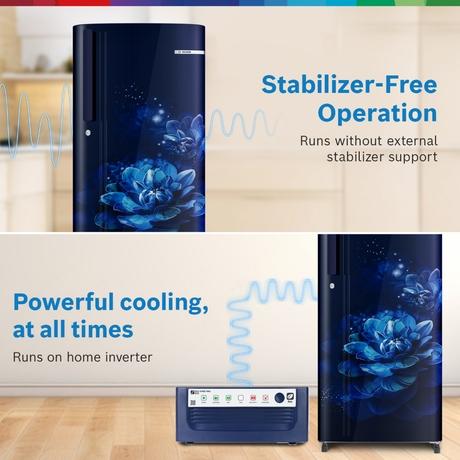 Bosch 185L Direct Cool Single Door Refrigerator, COT18B22EI, Blue Flower-11