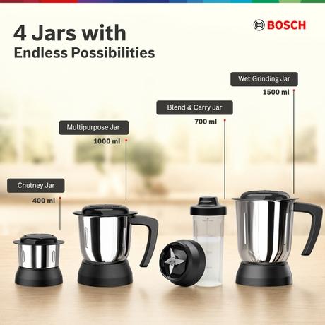 Bosch TrueMixx MGM4444BIN 4 Jar Mixer Grinder 750 W-4