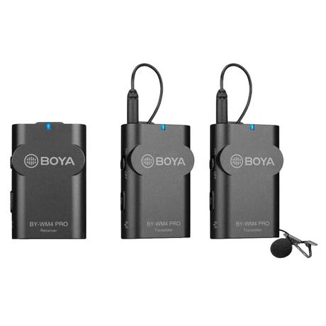 Boya BY-WM4 Pro-K2 Omnidirectional Dual Channel Digital Lavalier Microphone For video, podcast, and mobile journalism application (Black)-0