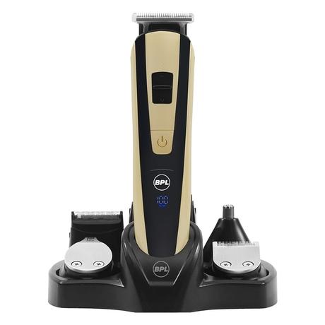 BPL Men's 10-in-1 Grooming Kit with Digital Battery Indicator, 70mins Cordless Usage, Fast Charging, 5-Heads & 5-Comb Length Adjustment, Detachable Heads for easy cleaning, 2 Years Warranty, Black and Light Gold-0
