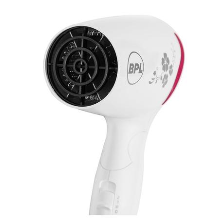 BPL 1200W Foldable Hair Dryer with Ionic Air Function for fast dry and silky hair, 3 Temperature Settings, Overheat Protection, Detachable Concentrator, 2 Years Warranty, White and Pink-5