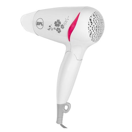 BPL 1200W Foldable Hair Dryer with Ionic Air Function for fast dry and silky hair, 3 Temperature Settings, Overheat Protection, Detachable Concentrator, 2 Years Warranty, White and Pink-6