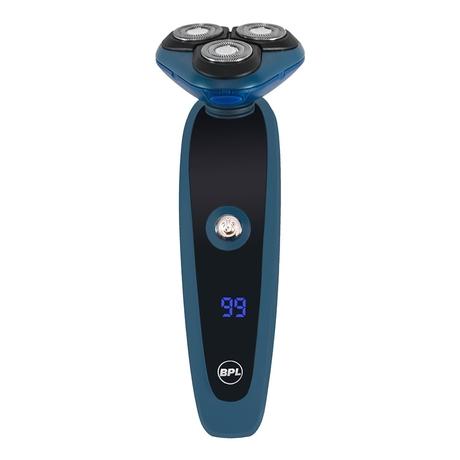 BPL 3-Blade Rotary Shaver for Wet & Dry Shave, Digital Battery Indicator, Fast Charging, up to 60mins of Cordless Usage, Water Resistant (IPX4), 2 Years Warranty, Navy Blue-0