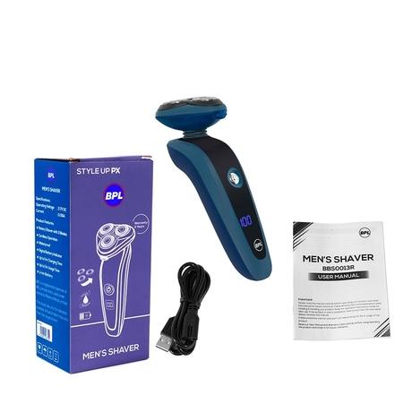 BPL 3-Blade Rotary Shaver for Wet & Dry Shave, Digital Battery Indicator, Fast Charging, up to 60mins of Cordless Usage, Water Resistant (IPX4), 2 Years Warranty, Navy Blue-9
