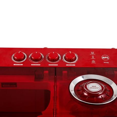 BPL 8 Kg Top Loading Semi Automatic Washing Machine, BWS-N80EASMD, White & Maroon-5