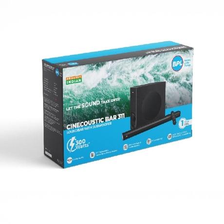 BPL CineCoustic 2.1 Channel Soundbar with 300 Watt Output, Dolby Audio, 16.51 cm (6.5 inch) Subwoofer, BT v5.3, HDMI ARC, AUX, USB & Optical Connectivity, BSBL311-3