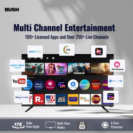 Bush 100 cm (40 inch) Full HD Smart LED TV, Black, JMK40-3