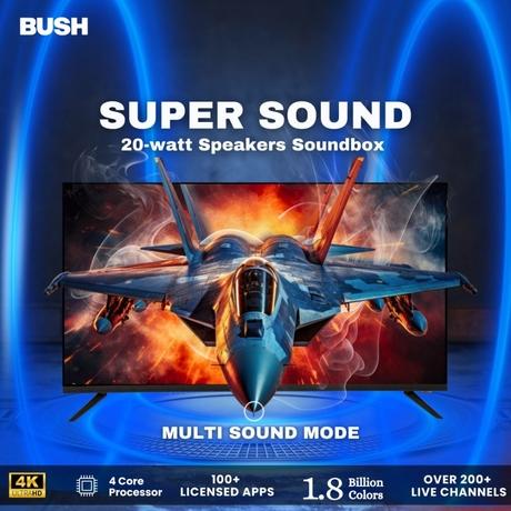 Bush 127 cm (50 inch) 4K Ultra HD Smart LED TV, Black, JMK50-2