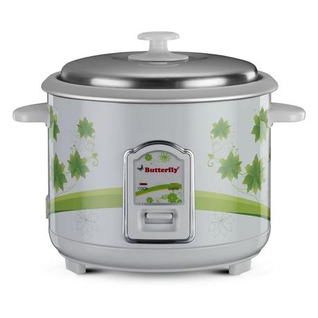 Butterfly 1.8 litres Electric Rice Cooker, Stainless Steel Top Lid, Comes With Additional Bowl, Jade, White-0