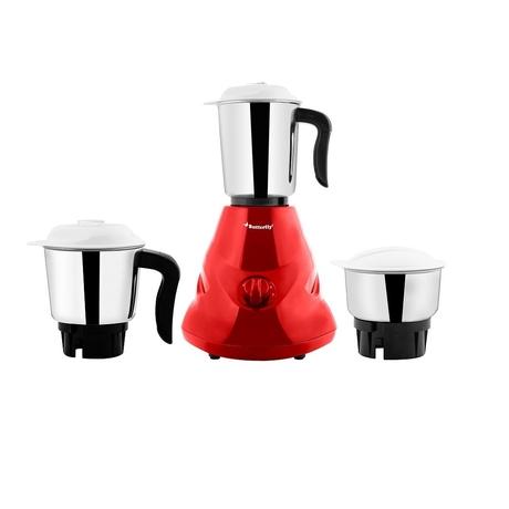 Butterfly Spin 500W 3 Jars Mixer Grinder, Overload Protection, M0287M00000, Red-0