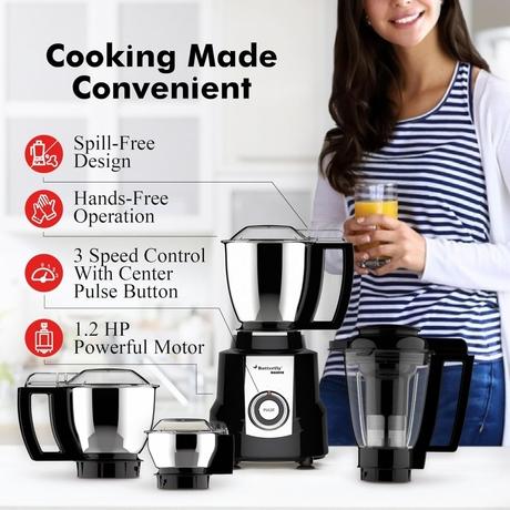 Butterfly Magnum Mixer 900 Watts with 4 Jars, Black-1
