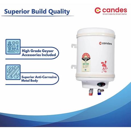 Candes Perfecto, 25 Litres, Storage Water Geyser Metal Body, Shock-Proof Polymer Body, Stainless Steel Tank, Ivory-2