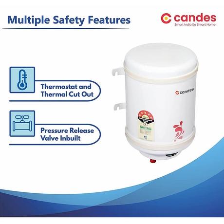 Candes Perfecto, 25 Litres, Storage Water Geyser Metal Body, Shock-Proof Polymer Body, Stainless Steel Tank, Ivory-3