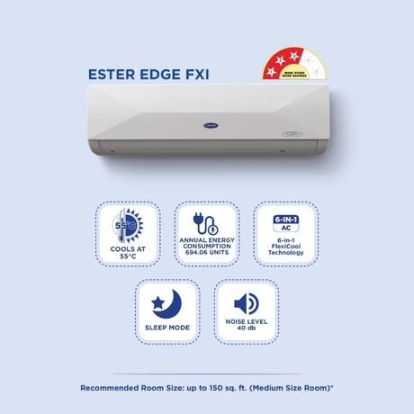 Carrier 1.5 T 3 Star Xcel Edge Fxi Inverter Split AC, CAI18CE3R35F0X-Led (Top Filter, 2 Way Swing, High Ambient Working 52 degree Celcius)-1