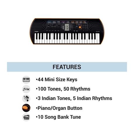 Casio SA-76 44 Keys Music Mini Keyboards, Orange Base-5