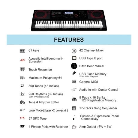 Casio CT-X8000IN 61 Keys Music Standard Keyboards, Black-3
