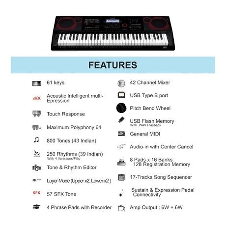 Casio CT-X8000IN 61 Keys Music Standard Keyboards, Black-3