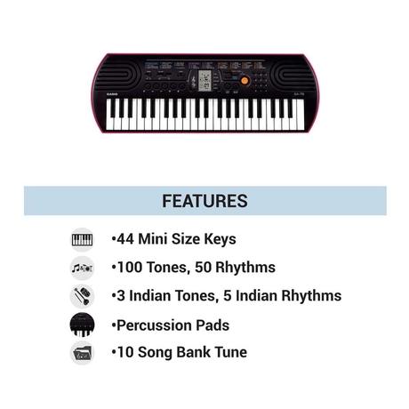 Casio SA-78 44 Keys Music Mini Keyboards, Pink Base-4