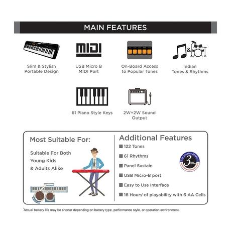Casio CT-S100BK 61 Keys Music Standard Keyboards, Black-4