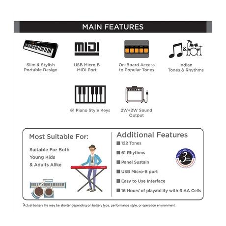 Casio CT-S100BK 61 Keys Music Standard Keyboards, Black-4