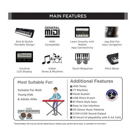 Casio CT-S300BK 61 Keys Music Standard Keyboards, Black-5