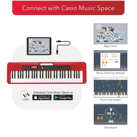 Casio CT-S200 Casiotone 61-Key Portable Slim & Smart Keyboard (Red)-3