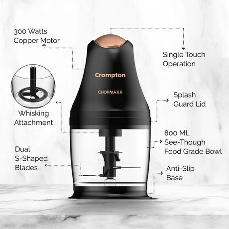 Crompton Greaves Chopmaxx Electric Chopper, Black and Golden-10