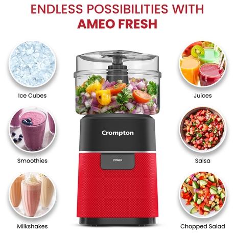 Crompton Ameo Fresh Nutri Blender with Chopper, Red, AMEOFRSHNCH-1