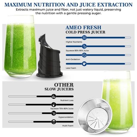 Crompton Ameo Fresh Cold Press Juicer 200 W, Black and Emerald-13