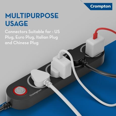 Crompton 4 Out Sockets Surge Guard, Black-1