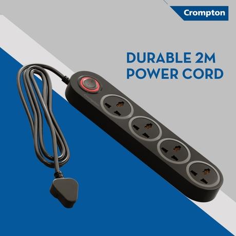 Crompton 4 Out Sockets Surge Guard, Black-4