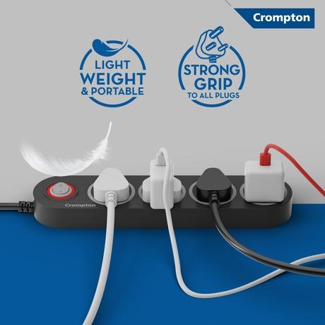 Crompton 4 Out Sockets Surge Guard, Black-5
