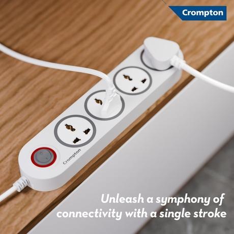 Crompton 5 out Sockets Surge Guard, White-1
