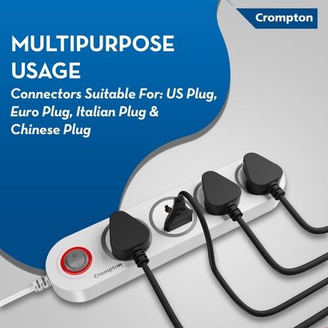 Crompton 5 out Sockets Surge Guard, White-2