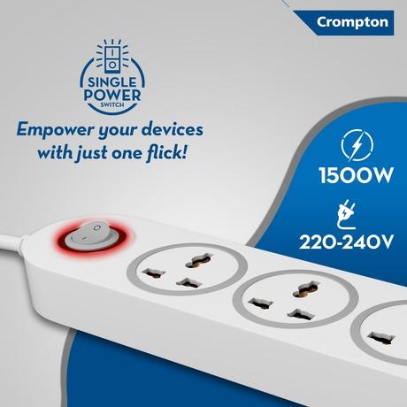 Crompton 5 out Sockets Surge Guard, White-4