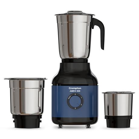 Crompton AMEO 500X 3 Jar Mixer Grinder 500 W, White and Blue-0